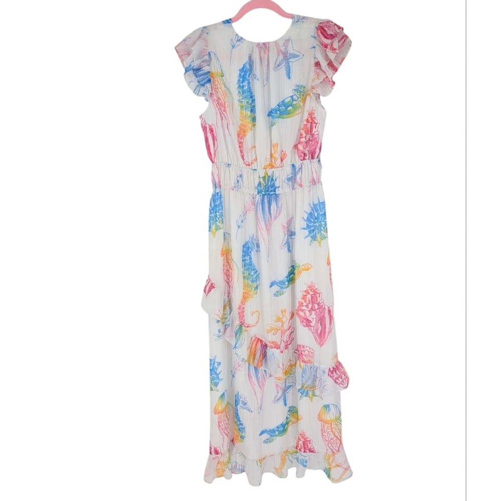 Alden Adair Willow Maxi Dress White Ocean Beach Print $398 Small - Picture 3 of 6